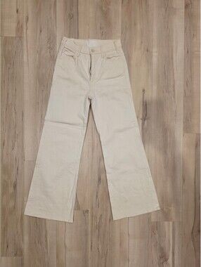 Mother The Hustler Roller Heel Natural Wide-Leg Jeans Size 26